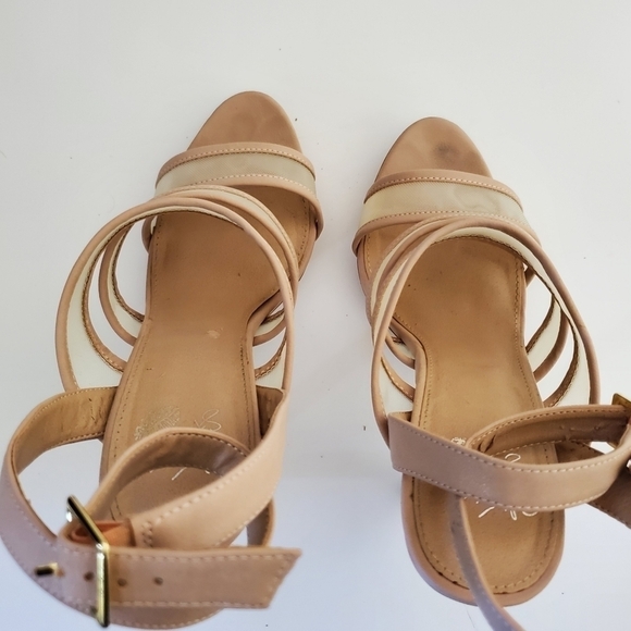 Colin Stuart Stiletto Sandals Mesh Panels Ankle Strap Neutral Size 9 - Picture 4 of 15